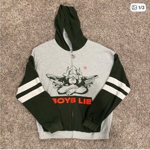 Boys Lie Green and Gray Zip Hoodie